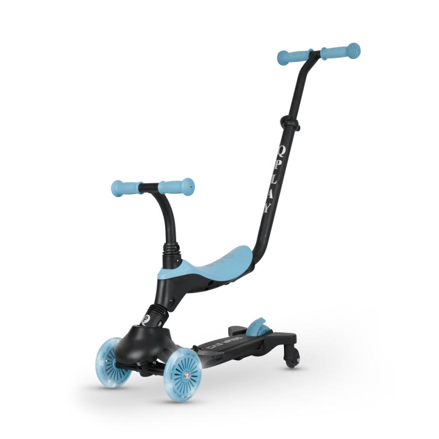 QPlay - Trottinette pour enfants 5 en 1 SEMA EVO à roues LED bleues