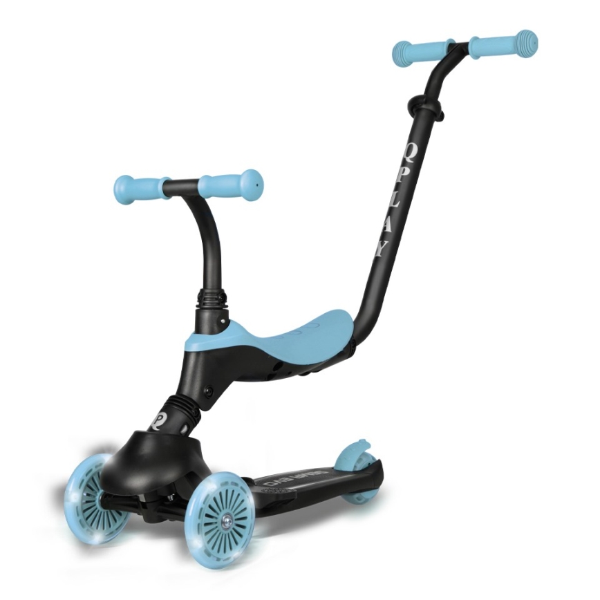 QPlay - Trottinette pour enfants 5 en 1 SEMA EVO à roues LED bleues