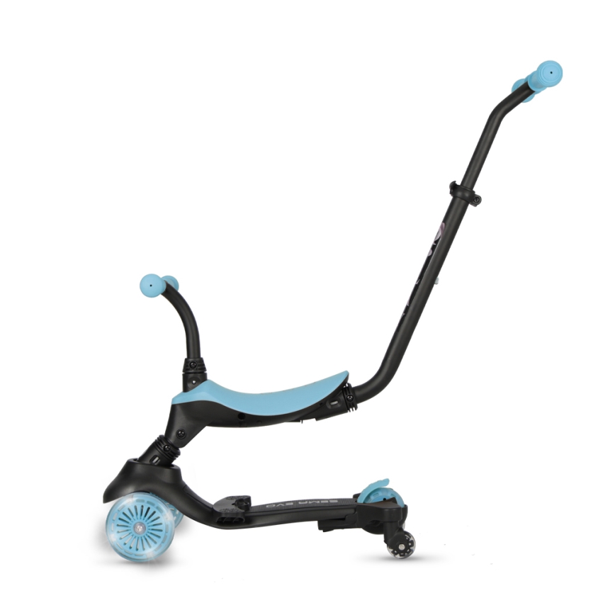 QPlay - Trottinette pour enfants 5 en 1 SEMA EVO à roues LED bleues