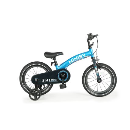 QPlay - Vélo enfant 14" MINIBY 3en1 bleu