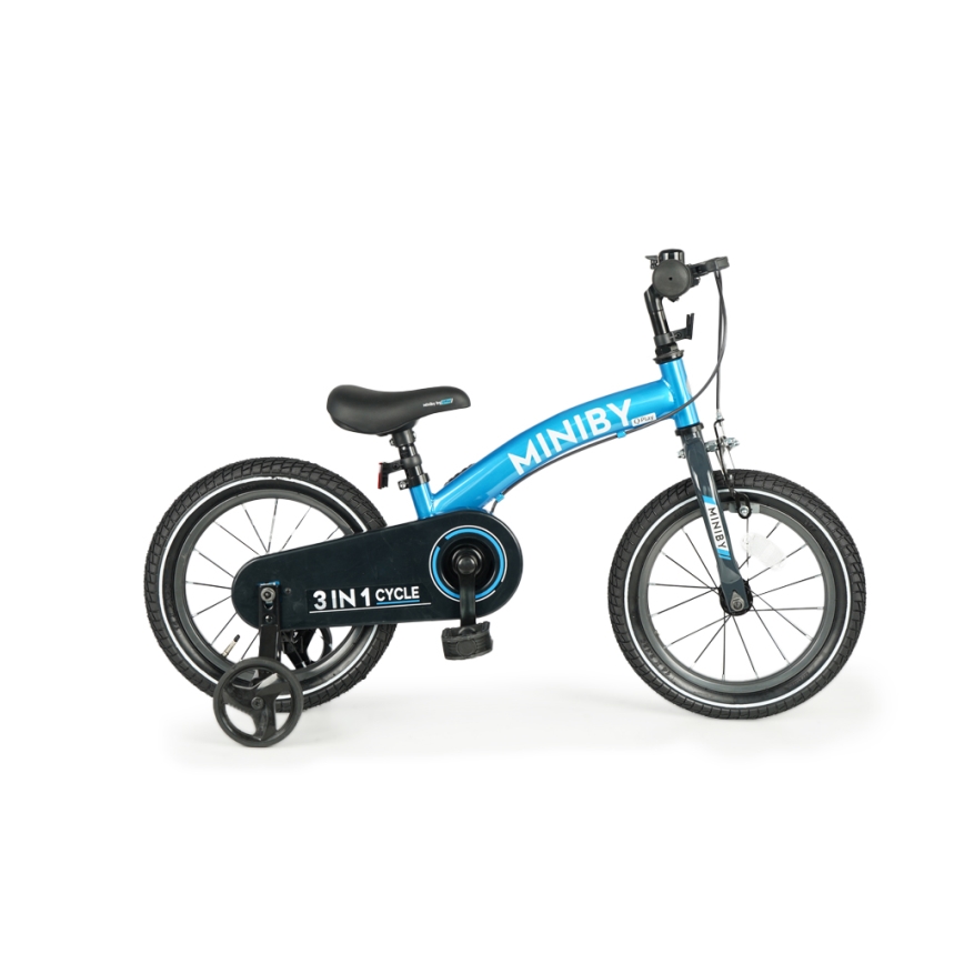 QPlay - Vélo enfant 14" MINIBY 3en1 bleu