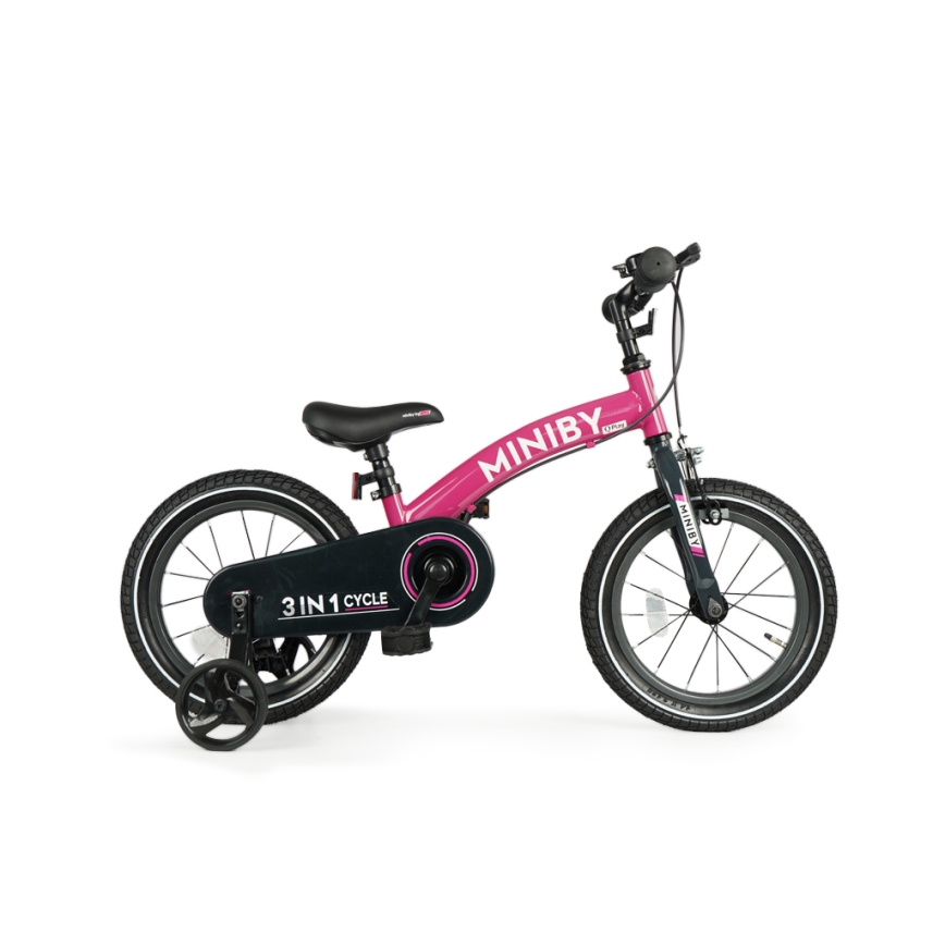 QPlay - Vélo enfant 14" MINIBY 3en1 rose