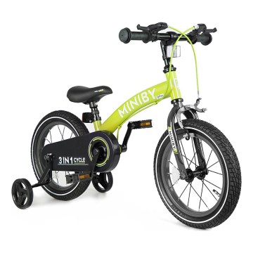QPlay - Vélo enfant 14" MINIBY 3en1 vert