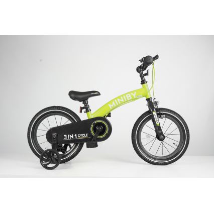 QPlay - Vélo enfant 14" MINIBY 3en1 vert