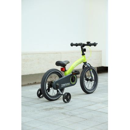 QPlay - Vélo enfant 14" MINIBY 3en1 vert