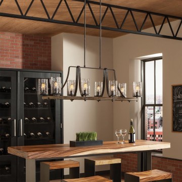 Quintiesse - Lustre sur tige ANGELO 8xE27/60W/230V décor chêne