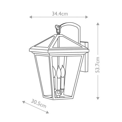 Quintiesse - Applique murale extérieure ALFORD L 3xE14/40W/230V IP44 noire