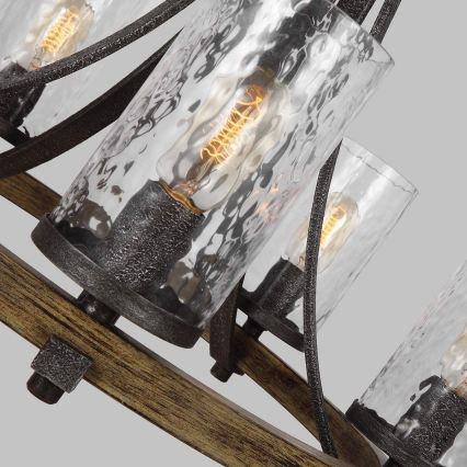 Quintiesse - Lustre suspendu ANGELO sur chaîne 5xE27/60W/230V décor chêne