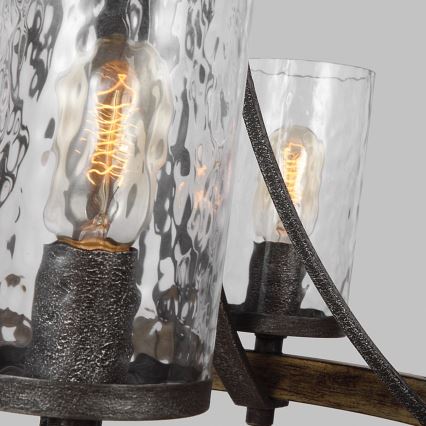 Quintiesse - Lustre suspendu ANGELO sur chaîne 5xE27/60W/230V décor chêne