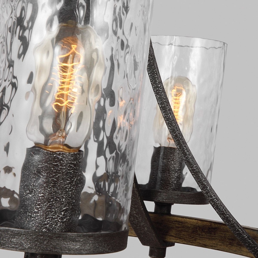 Quintiesse - Lustre suspendu ANGELO sur chaîne 5xE27/60W/230V décor chêne