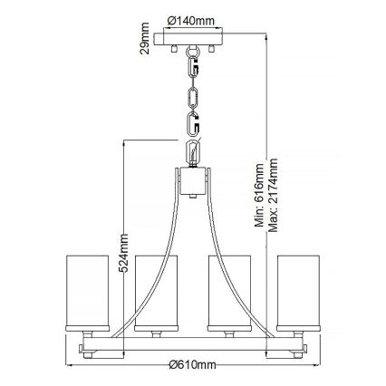 Quintiesse - Lustre suspendu ANGELO sur chaîne 5xE27/60W/230V décor chêne