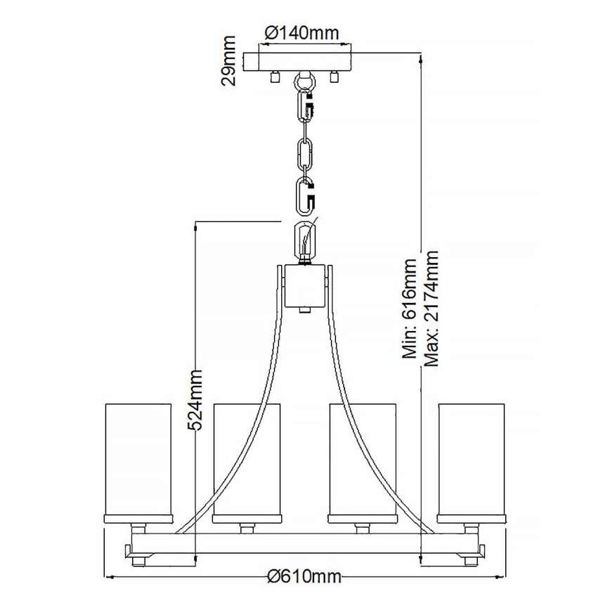 Quintiesse - Lustre suspendu ANGELO sur chaîne 5xE27/60W/230V décor chêne