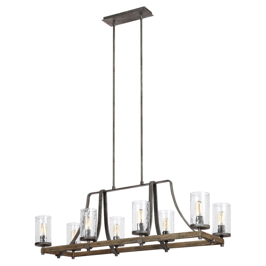 Quintiesse - Lustre sur tige ANGELO 8xE27/60W/230V décor chêne