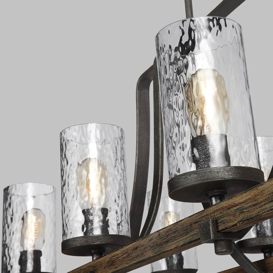 Quintiesse - Lustre sur tige ANGELO 8xE27/60W/230V décor chêne