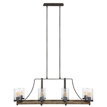 Quintiesse - Lustre sur tige ANGELO 8xE27/60W/230V décor chêne