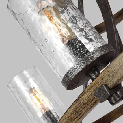 Quintiesse - Lustre à chaîne ANGELO 9xE27/60W/230V décor chêne