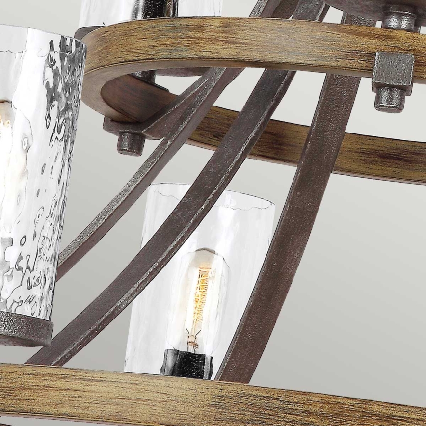 Quintiesse - Lustre à chaîne ANGELO 9xE27/60W/230V décor chêne