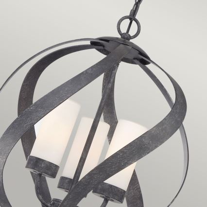 Quintiesse - Suspension d'extérieur suspendue par chaîne BLACKSMITH 3xE14/40W/230V Ø 40,7 cm IP44 noire