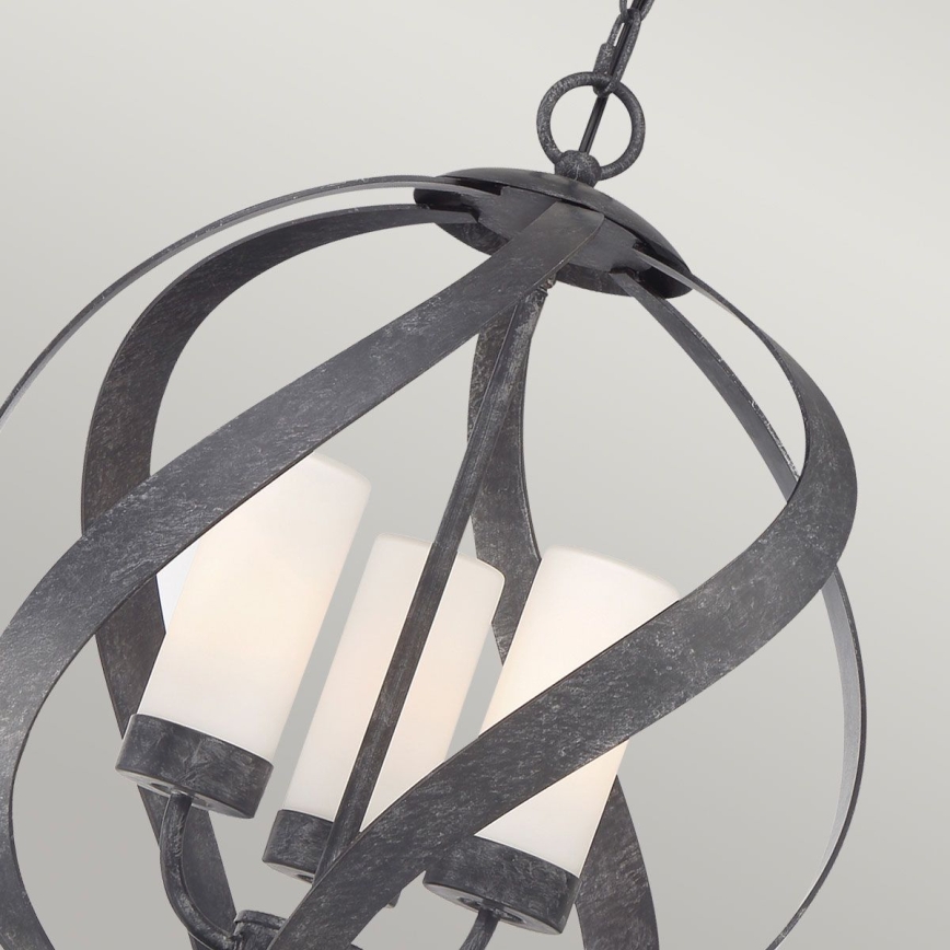 Quintiesse - Suspension d'extérieur suspendue par chaîne BLACKSMITH 3xE14/40W/230V Ø 40,7 cm IP44 noire