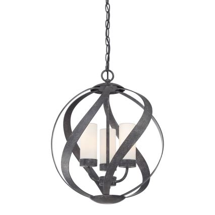 Quintiesse - Suspension d'extérieur suspendue par chaîne BLACKSMITH 3xE14/40W/230V Ø 40,7 cm IP44 noire
