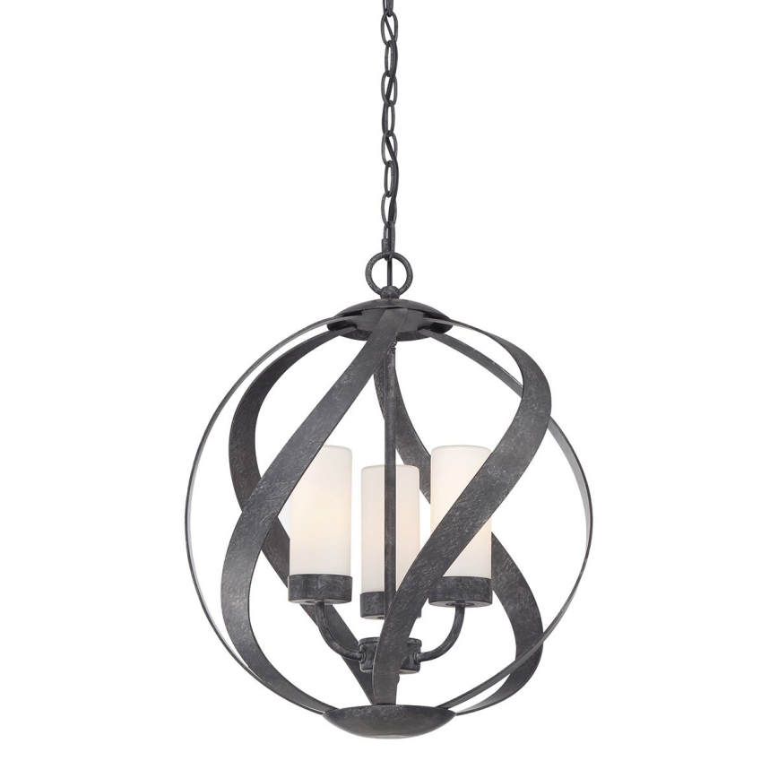 Quintiesse - Suspension d'extérieur suspendue par chaîne BLACKSMITH 3xE14/40W/230V Ø 40,7 cm IP44 noire