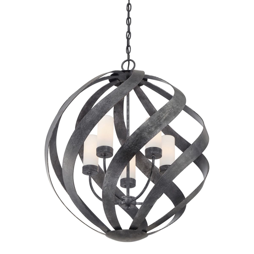 Quintiesse - Lustre d'extérieur suspendu sur chaîne BLACKSMITH 5xE14/40W/230V Ø 66,4 cm IP44 noir