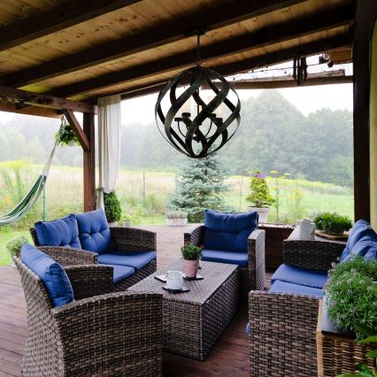 Quintiesse - Lustre d'extérieur suspendu sur chaîne BLACKSMITH 5xE14/40W/230V Ø 66,4 cm IP44 noir