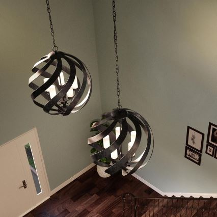 Quintiesse - Lustre d'extérieur suspendu sur chaîne BLACKSMITH 5xE14/40W/230V Ø 66,4 cm IP44 noir