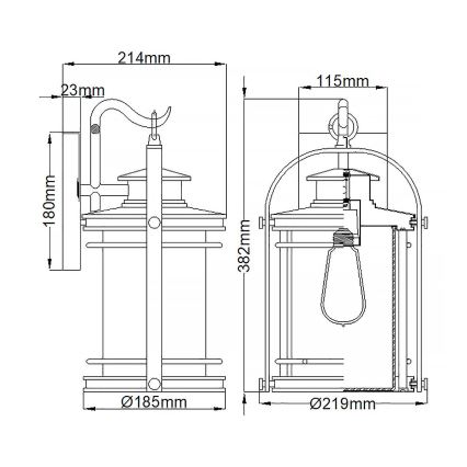 Quintiesse - Applique murale extérieure BOOKER M 1xE27/60W/230V IP44 chrome mat
