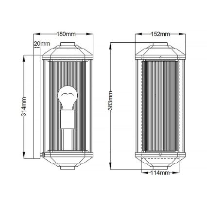 Quintiesse - Applique murale d'extérieur CASTELLE M 1xE27/60W/230V IP44 noire