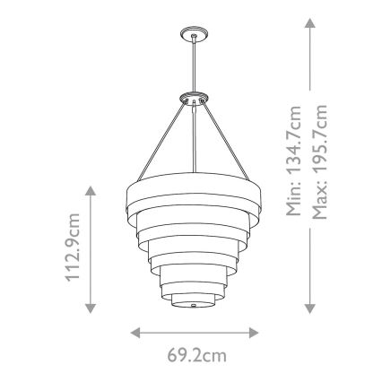 Quintiesse - Suspension sur tige ECHELON 8xE14/40W/230V dorée