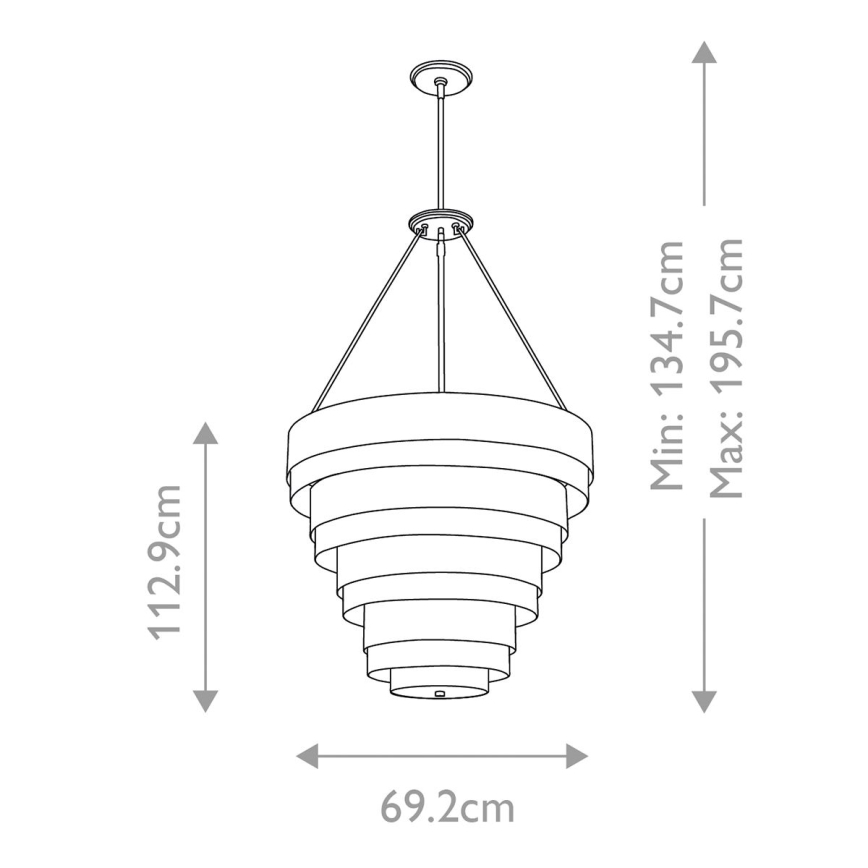 Quintiesse - Suspension sur tige ECHELON 8xE14/40W/230V dorée