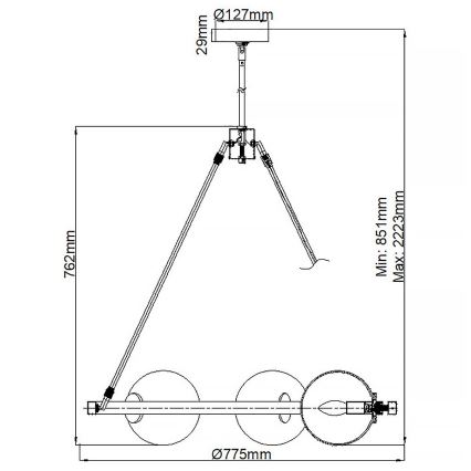 Quintiesse - Lustre sur tige HARPER 5xE14/60W/230V Ø 77,5 cm chrome brillant/fumé