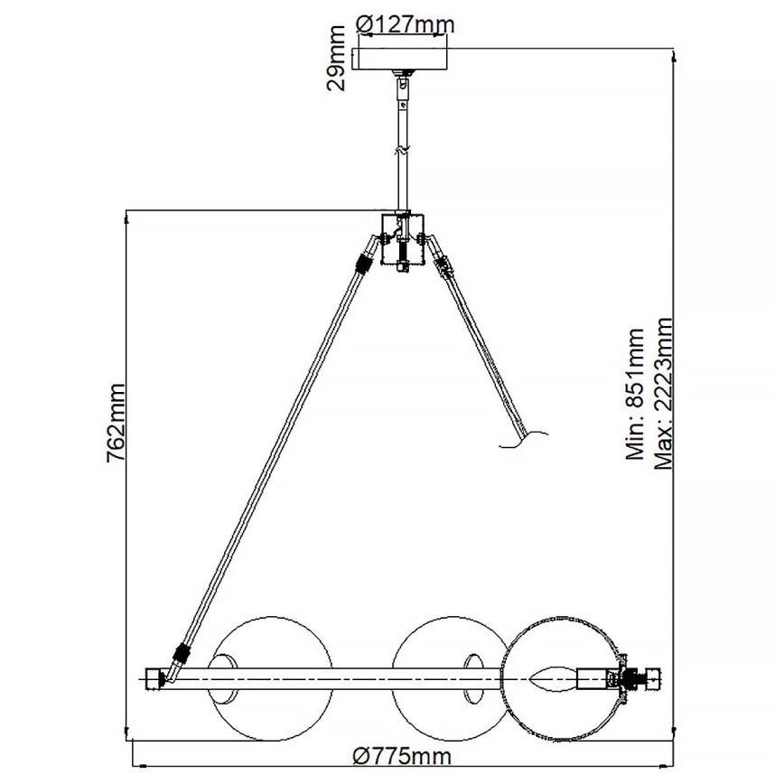 Quintiesse - Lustre sur tige HARPER 5xE14/60W/230V Ø 77,5 cm chrome brillant/fumé