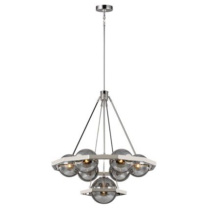 Quintiesse - Lustre sur tige HARPER 7xE14/60W/230V Ø 81,3 cm chrome brillant/fumé