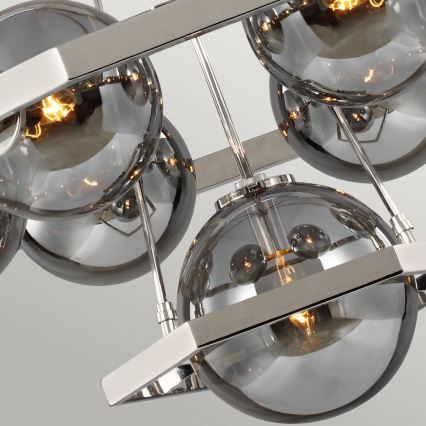 Quintiesse - Lustre sur tige HARPER 7xE14/60W/230V Ø 81,3 cm chrome brillant/fumé