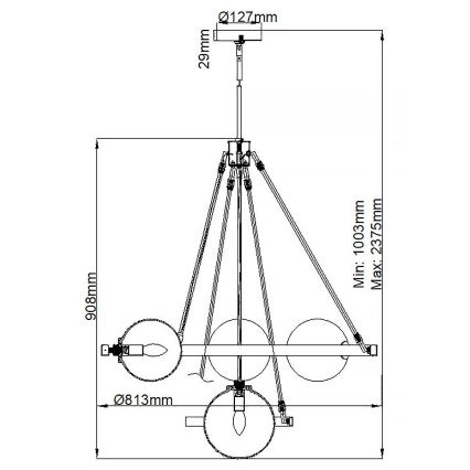 Quintiesse - Lustre sur tige HARPER 7xE14/60W/230V Ø 81,3 cm chrome brillant/fumé