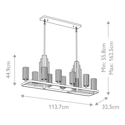 Quintiesse - Lustre sur tige KIMROSE 10xE14/40W/230V chrome brillant