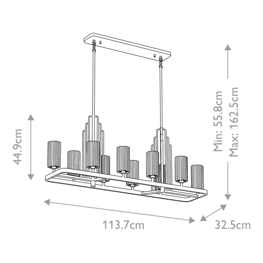 Quintiesse - Lustre sur tige KIMROSE 10xE14/40W/230V chrome brillant
