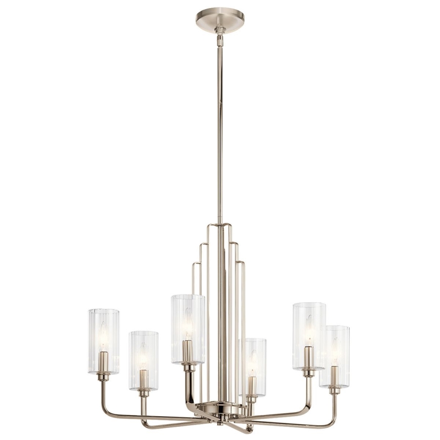 Quintiesse - Suspension à tige KIMROSE 6xE14/40W/230V diam. 68,6 cm chrome brillant