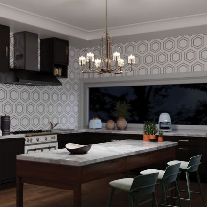 Quintiesse - Suspension à tige KIMROSE 6xE14/40W/230V diam. 68,6 cm chrome brillant