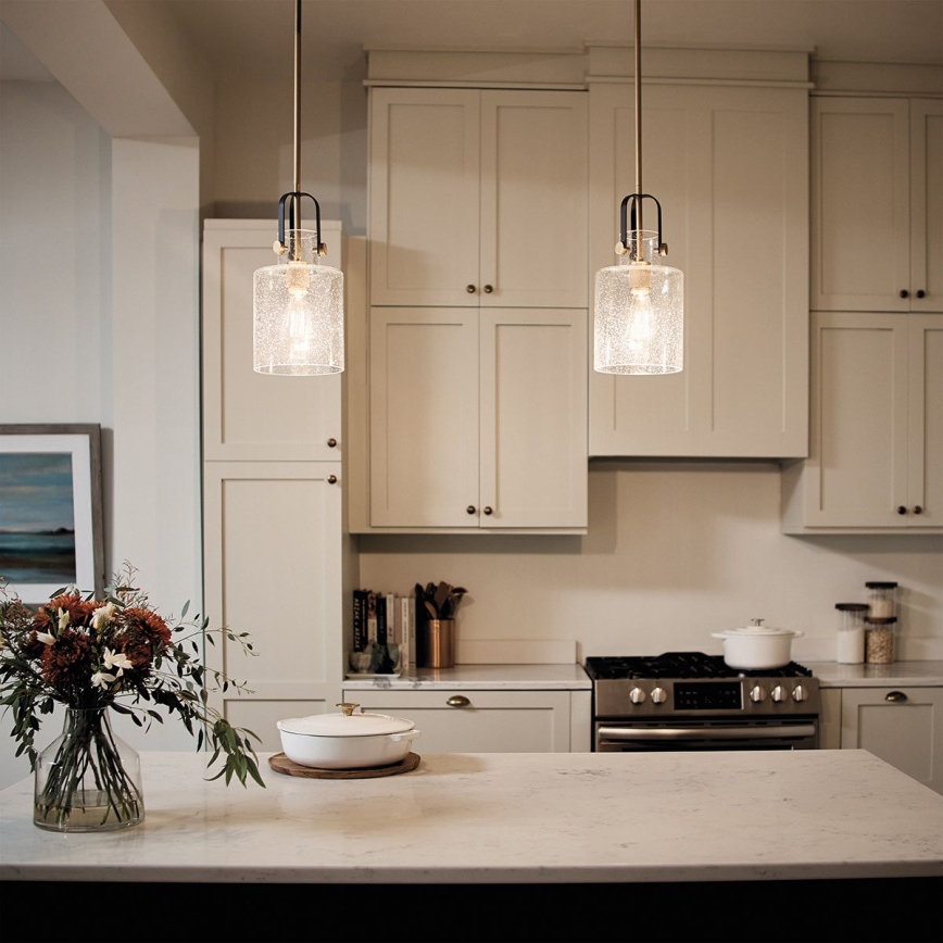 Quintiesse - Suspension sur tige KITNER 1xE27/60W/230V Ø 18 cm doré/noir