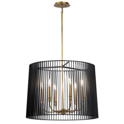 Quintiesse - Lustre sur tige LINARA 6xE14/60W/230V Ø 66 cm noir/doré