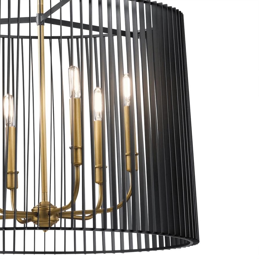 Quintiesse - Lustre sur tige LINARA 6xE14/60W/230V Ø 66 cm noir/doré