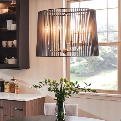 Quintiesse - Lustre sur tige LINARA 6xE14/60W/230V Ø 66 cm noir/doré