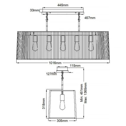 Quintiesse - Suspension sur tige LINARA 5xE27/60W/230V noir/doré