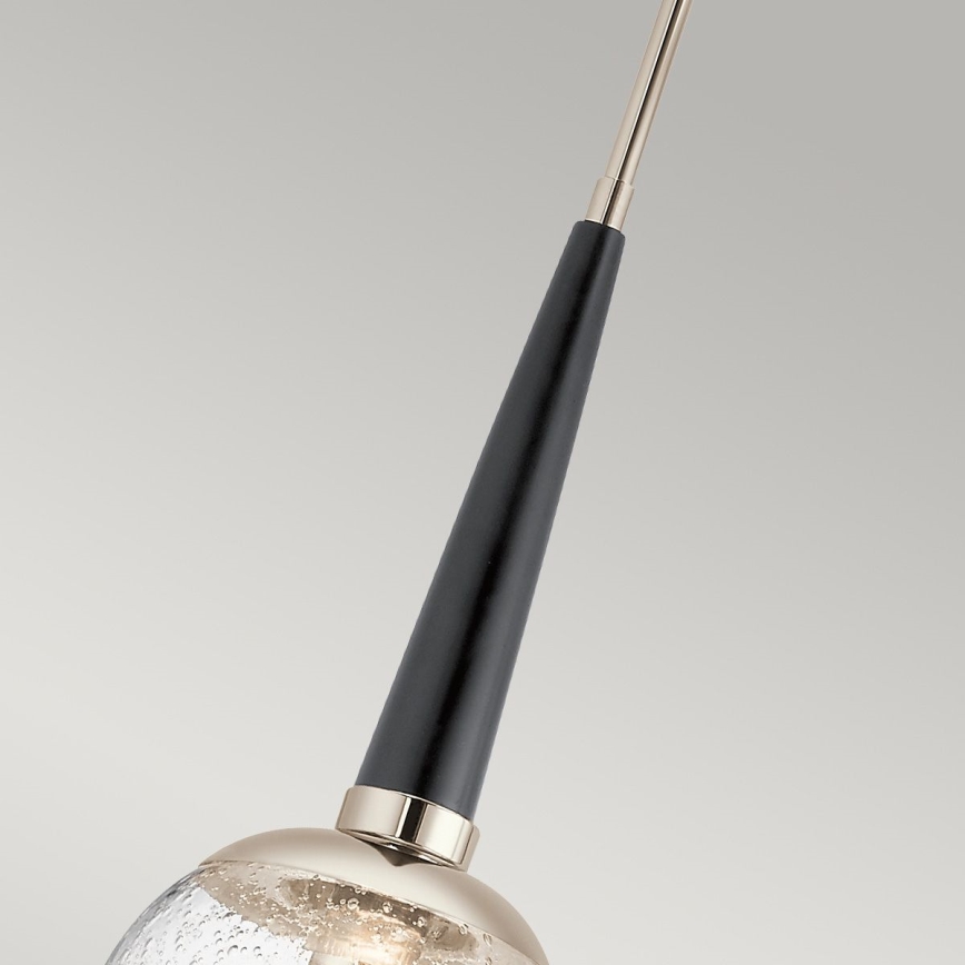 Quintiesse - Suspension sur tige MARILYN 1xE27/60W/230V Ø 19,5 cm chrome brillant/noir