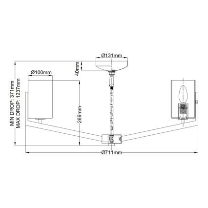 Quintiesse - Suspension sur tige NYE 6xE14/40W/230V Ø 71,1 cm chrome mat