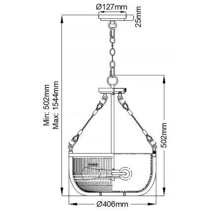 Quintiesse - Lustre sur chaîne ROUX 3xE27/60W/230V Ø 40,6 cm doré