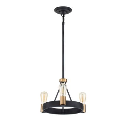 Quintiesse - Suspension sur tige SILAS 3xE27/60W/230V Ø 42,2 cm noir/doré